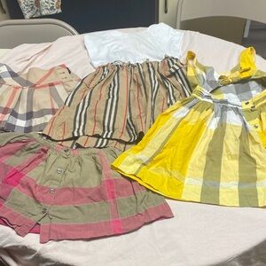 Burberry Kids Dresses - White, Yellow, Tan, Pink